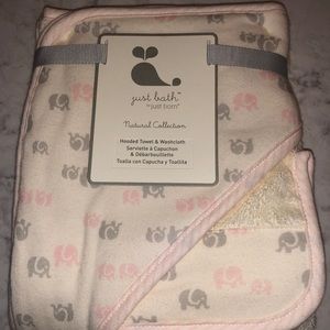 Just Bath by Just Born  Hooded Towel and Washcloth
